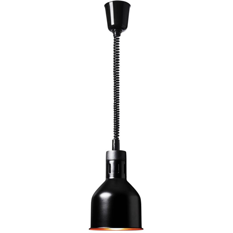 Lampe chauffante infrarouge pour aliments, suspendue, noire, diamètre 17 cm, 250 W