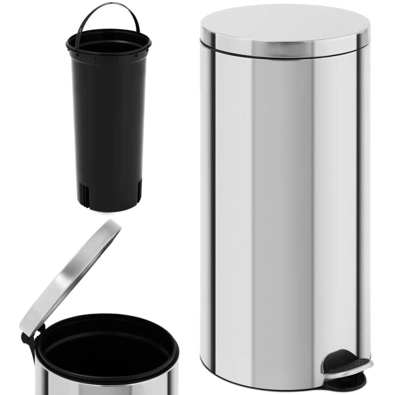 Poubelle en acier avec pédale, 30 l
