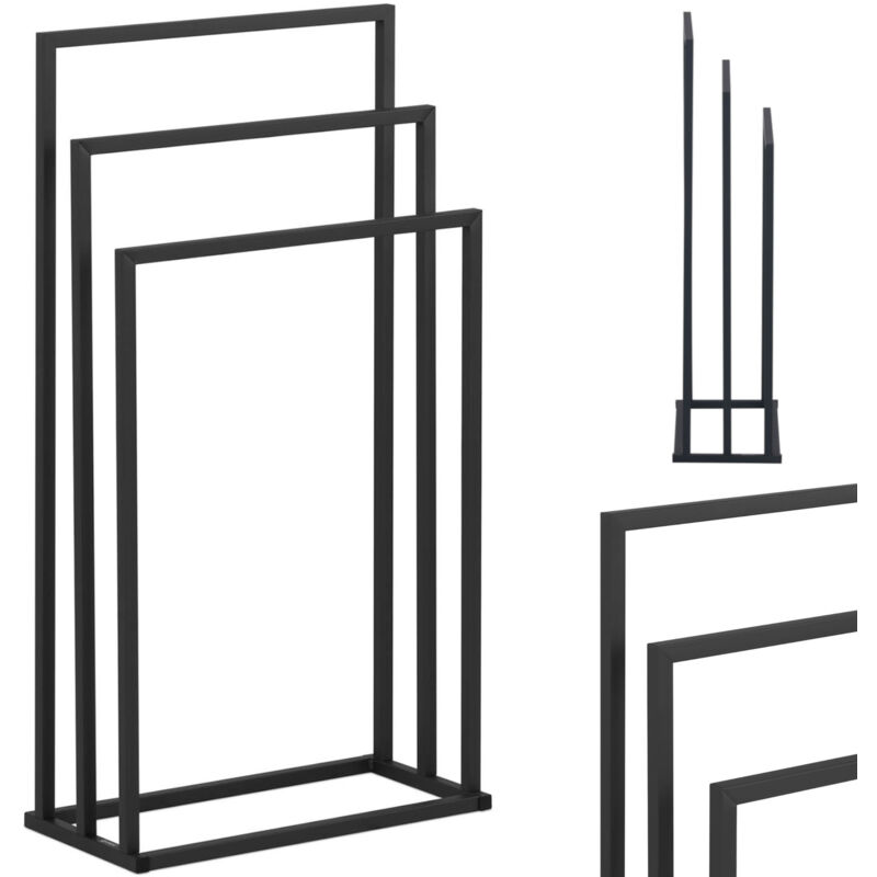 Physa - Support de sol sur pied pour 3 serviettes, acier, 45 x 21,5 x 84 cm, gris foncé