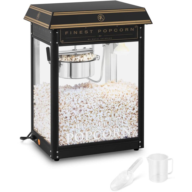 Royal Catering - Machine à Pop Corn Appareil Rétro Électrique Style Vintage 1500 w Noir & Or Neuf