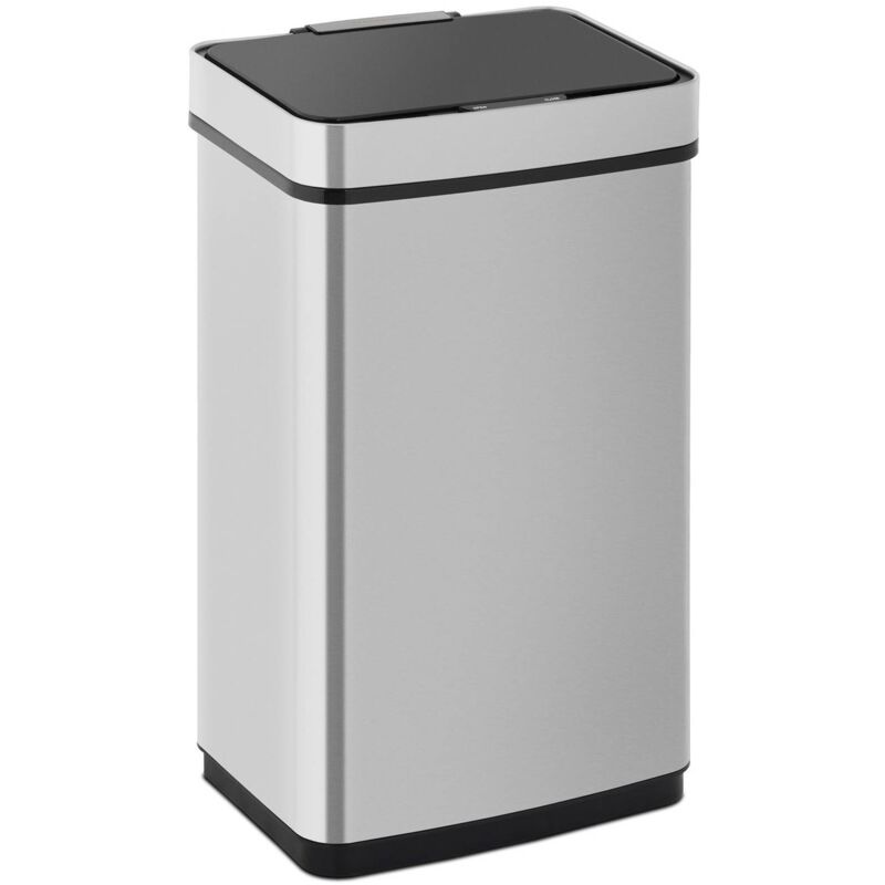 Poubelle Ouverture Fermeture Automatique Capteur Rectangulaire Compact Inox 60L