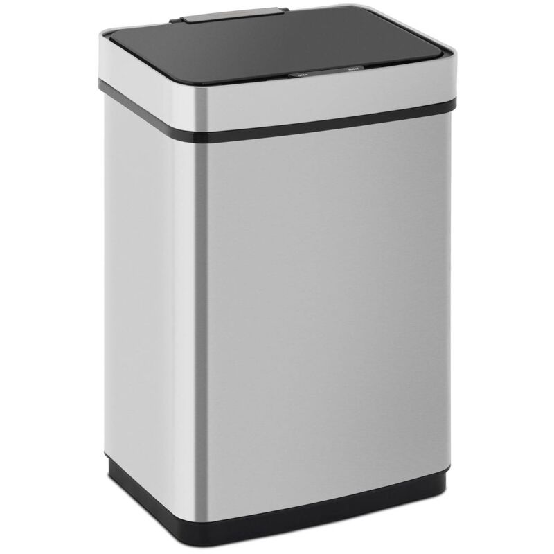 Poubelle Ouverture Fermeture Automatique Capteur Rectangulaire Compact Inox 50L