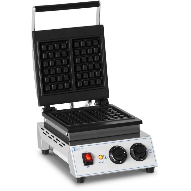 Royal Catering - Gaufrier Électrique Professionnel Carré 2 Gaufres Plaques Alu Téflon 1500w