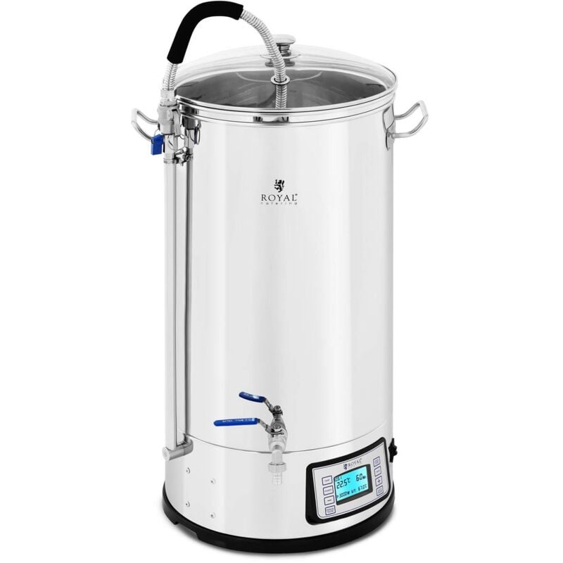 Royal Catering - Cuve Brassage Bière Maison Inox Pompe Recirculation Home Brew Écran lcd 3kW 50L