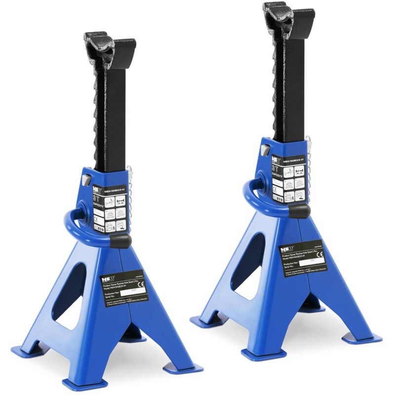 Lot de 2 Chandelles À Crémaillère Cric Support Pour Auto Voiture 6 Tonnes Bleu