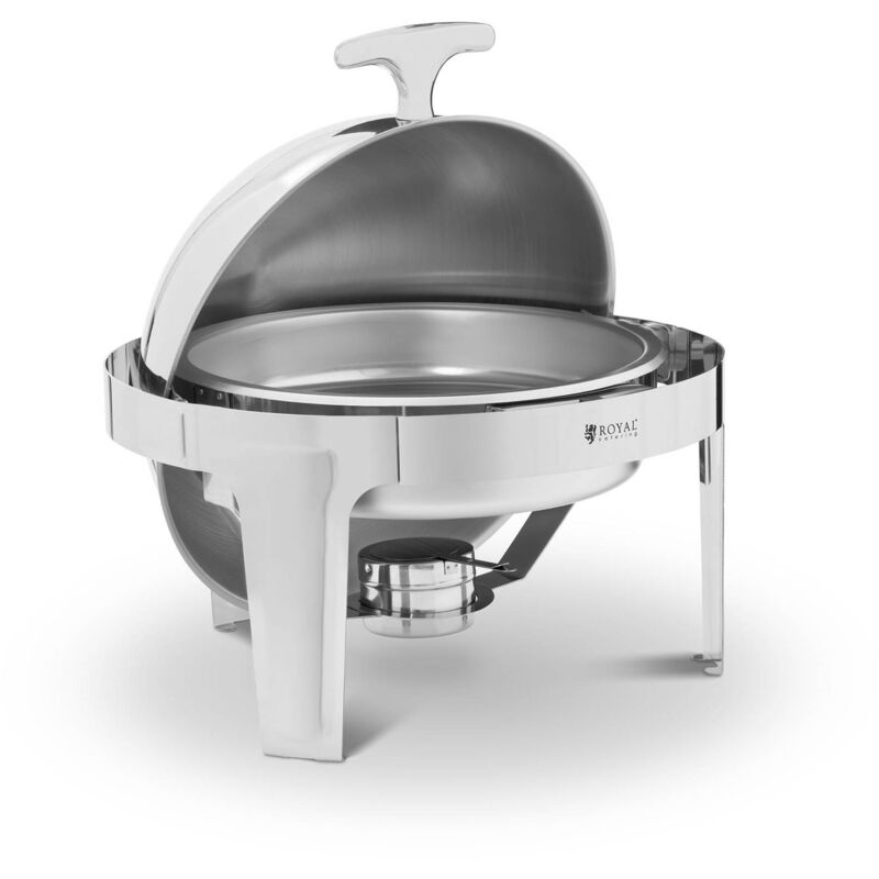Royal Catering - Chafing Dish Professionnel Bain-Marie Chauffe-Plat Couvercle Rond 5,8L 1 Bruleur