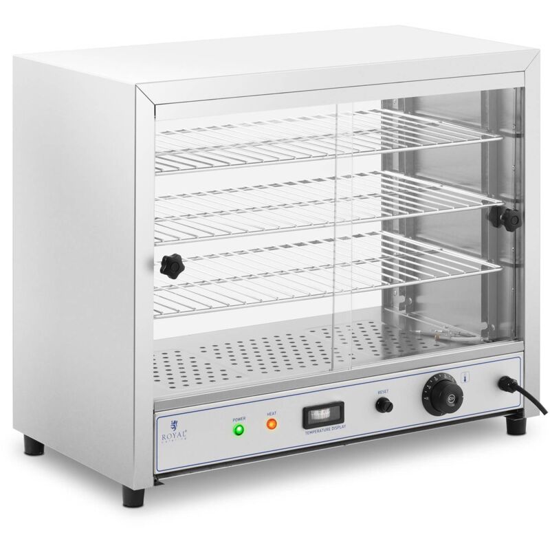 Royal Catering - Vitrine Chauffante Présentoir Chauffant à Poser Cantine 3 Étages 30 - 85 °c Inox