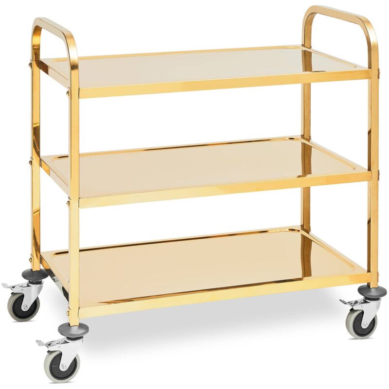 Charriot De Service Desserte À Roulettes Inox 3 Plateaux 89x49cm Cuisine 240kg
