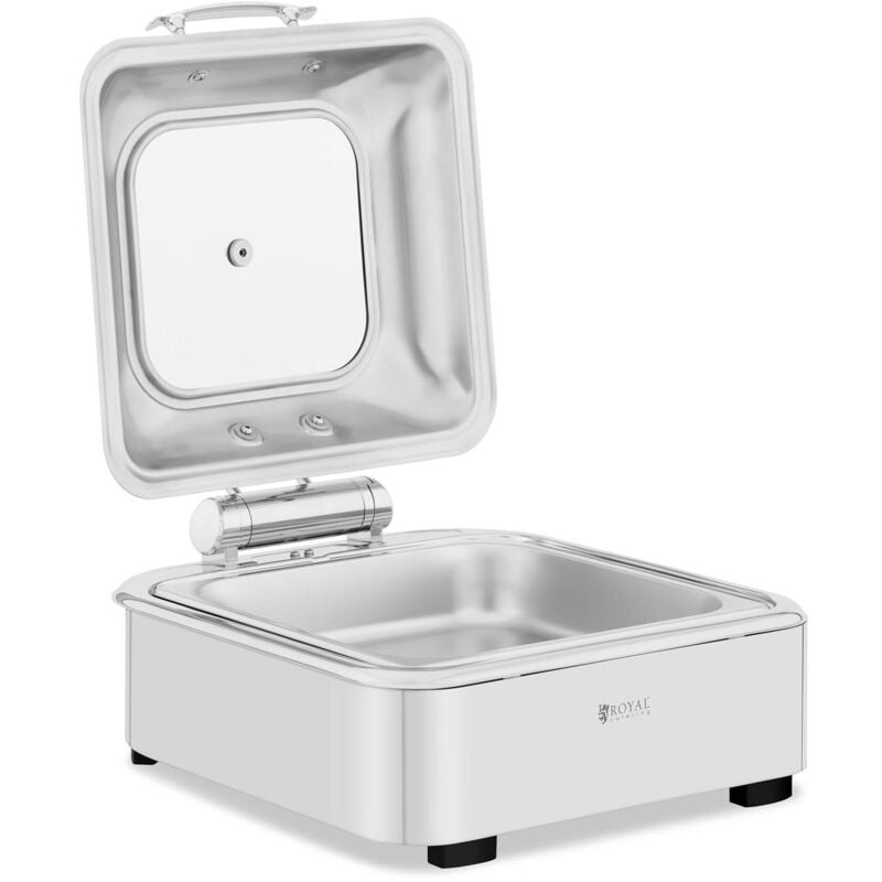 Royal Catering - Chafing Dish Professionnel Bain-Marie Chauffe-Plat Fond Plat Hublot gn 2/3 5,3L