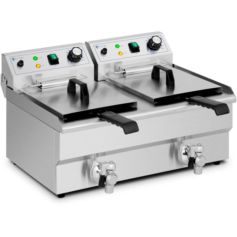 Royal Catering - Friteuse Électrique Professionnelle Inox 2 Bacs Restaurant 2 x 9 l 6 000 w