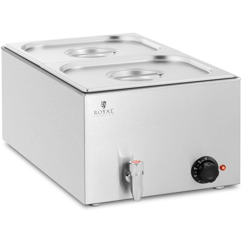Bain-Marie Professionnel Royal Catering Maintien Au Chaud Robinet 600 w 2xGN 1/2