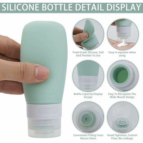 Empty Travel Bottle, Leakproof Silicone Travel Bottle and Clear Cosmetic Bag, Set of 8 Bot