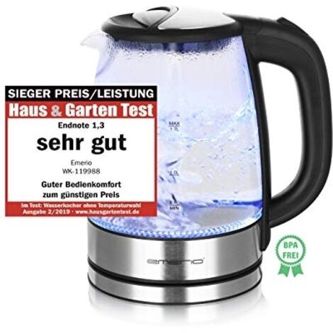 EMRIO WK-119988 BOLLITORE 1,7 L NERO, ACCIAIO INOX 2200 W