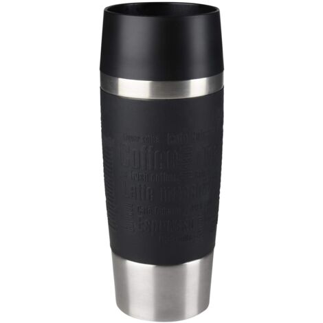 Emsa 513361 Travel Mug Bicchiere Termico con Chiusura Quick Press, Acciaio Inossidabile, Nero, 0,36 L