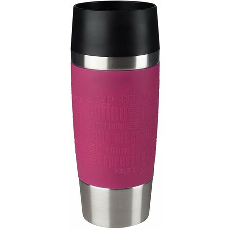 Emsa 513550 Travel Mug Bicchiere Termico con Chiusura Quick Press, Acciaio Inossidabile, Lampone, 1 unità (Confezione da 1)