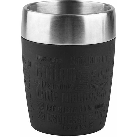 Emsa 514517 tazza BICCHIERE THERMOS isolante da viaggio Acciaio e silicone NERO capacità 0,2 litro
