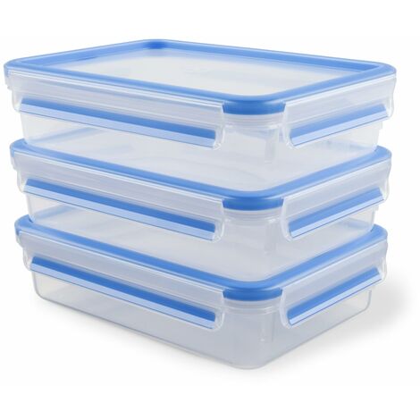 EMSA 515645 recipiente per cibo Rettangolare Scatola 1,2 L Blu, Traslucido 3 pz