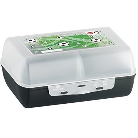 Emsa 516991 Variabolo-Contenitore per pappa, motivo: calcio, con paratia, in plastica, 16 x 11 x 7 cm
