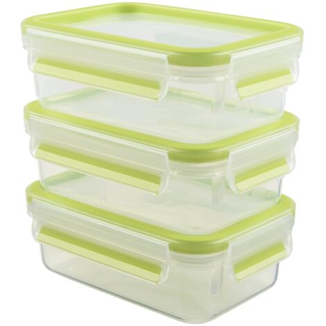 Emsa Clip & Close Contenitore Salvafreschezza, Verde Chiaro, Set 3 Pezzi da 0.55 l