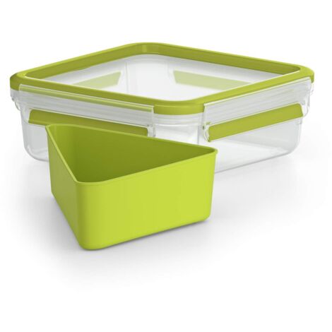 Emsa Clip & Go Contenitore Sandwich, Trasparente/Verde Chiaro, 16.3 x 16.3 x 5.8 cm