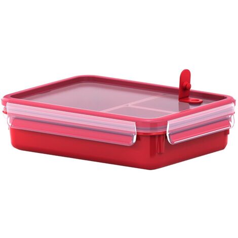 Emsa Clip & Micro Contenitore Microonde con Inserti, Rosso, 1,2 l mit Einsätzen