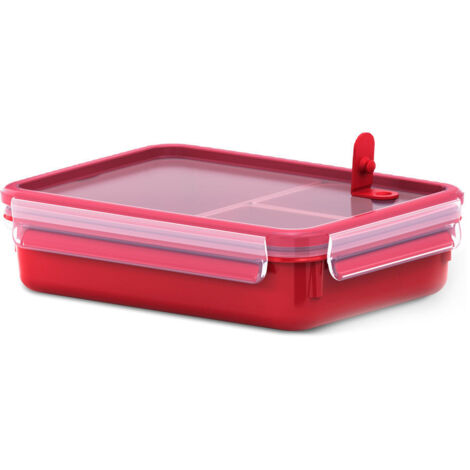 Emsa Clip & Micro Mikrowellendose, Gefrierdose, Dose, Frischhalte Box, Clipbox, Kunststoff, Rot, 1.2 L, 517775