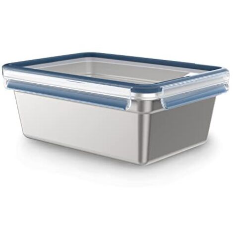 Emsa Clip&Close Inox - Contenitore per alimenti, 3 L, leggero e igienico, acciaio INOX 304, impermeabile, adatto a congelatore, forno, lavastoviglie, coperchio a clip, tecnologia tedesca N1150700
