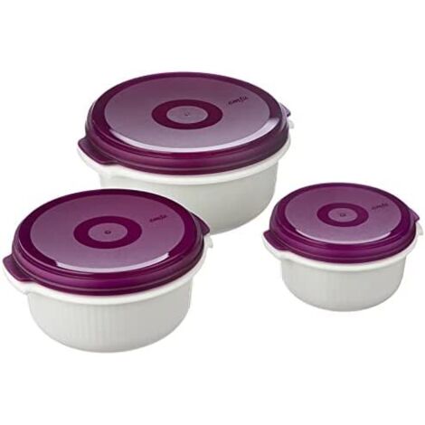 Emsa Micro Family Rotondo Set Blackberry-Bianco 3 Pezzi