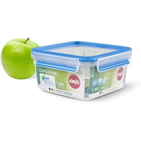EMSA N1011300 Clip &amp Close Behälter de Lebensmittelaufbewahrung de, Klar/Blau, 1,3 L