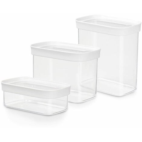 EMSA N1142700 Lebensmittelaufbewahrungsbehälter Rechteckig Set 3,05 l Transparent, Weiß 3 Stück(e)