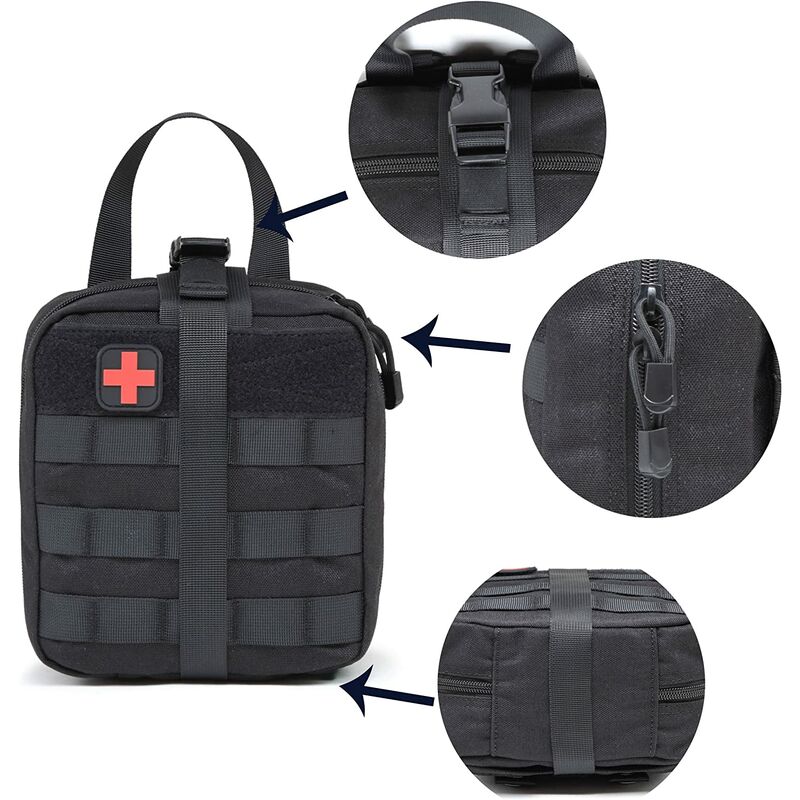EMT Molle First Aid Bag, Tactical Medicine Pouch First Aid Kit for Hiking Camping Airsoft with Medical Scissors