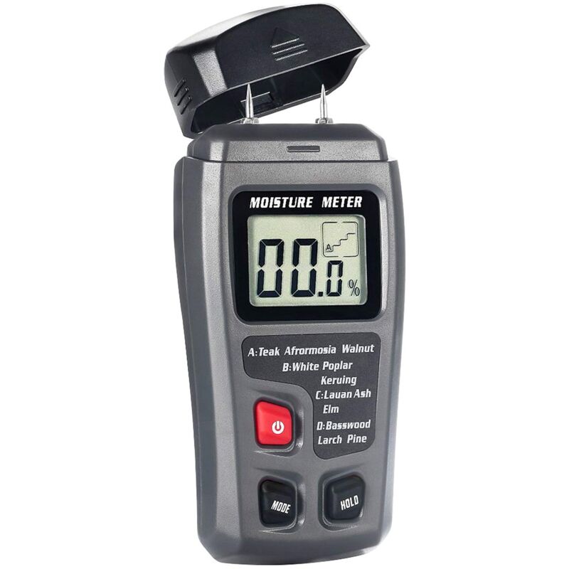 EMT01 Digital Wood Moisture Metre Handheld 2 Pins Timber Lumber Damp Humidity Detector Tester with Large LCD Display