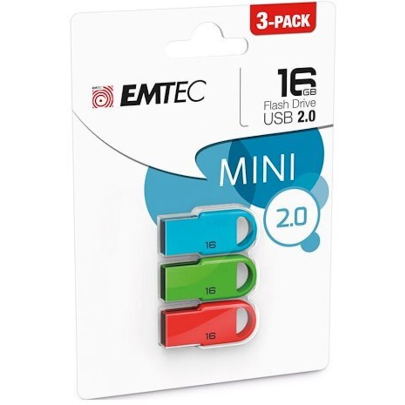 Emtec - Pack de 3 mini clés usb 2.0 D250 16 Go