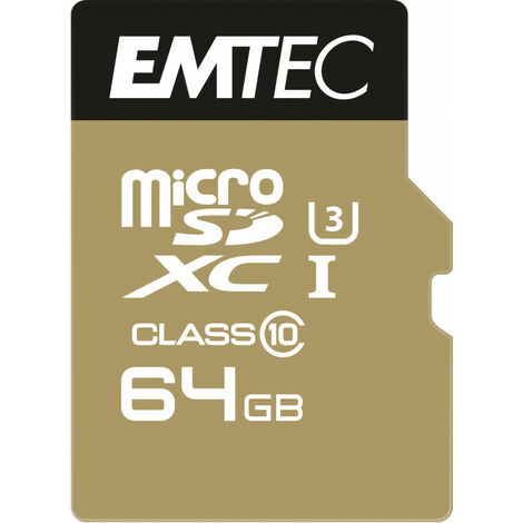 EMTEC MicroSDXC 64Go SpeedIn CL10 95MB/s FullHD 4K UltraHD - Sous blister (ECMSDM64GXC10SP)