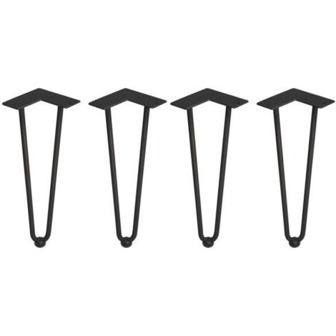 Emuca 2040314 Lot de 4 pieds Hairpin de 2 s par fils table, hauteur 400mm, Acier, Peint en noir