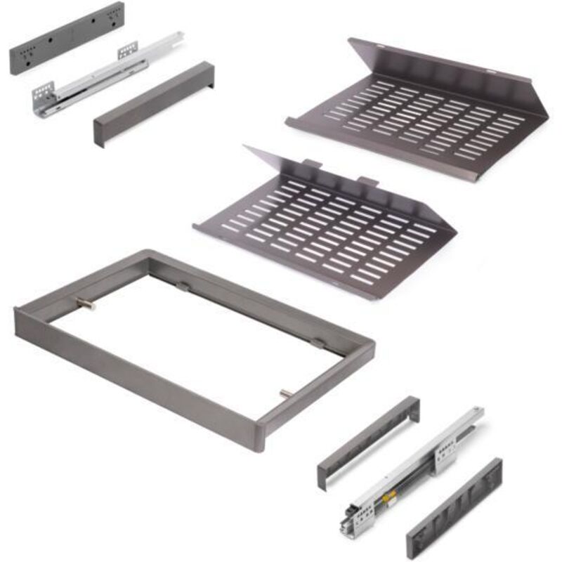 Emuca - Kit de range-chaussures extractible pour armoires Quartz, réglable, module 600mm, Acier, aluminium et plastique, Titane