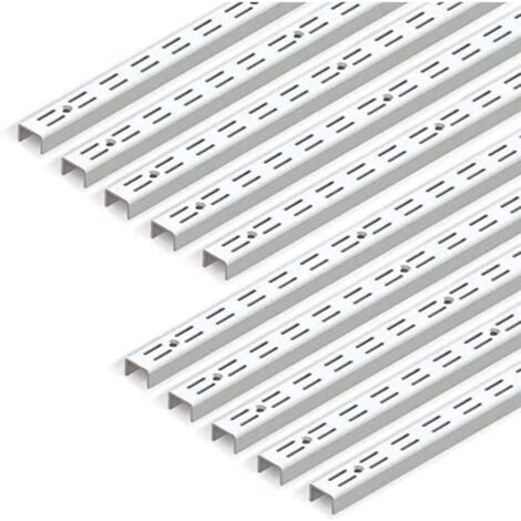 Emuca 7907912 Profilo cremagliera doppia perforazione passo 32mm per supporti di mensola, Bianco, L 951mm, Set di 10 pezzi