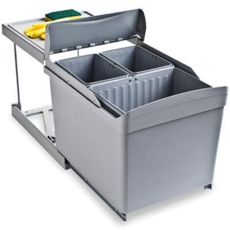 Emuca 8038221 cubo de reciclaje gris 31L