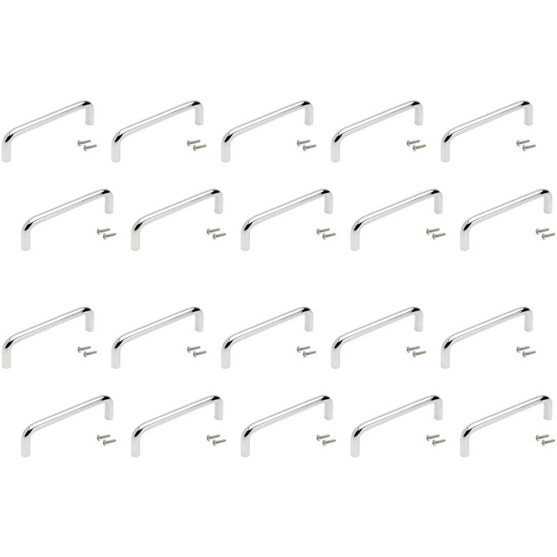 Emuca - Lot de 20 poignées de meubles Castellar, L104mm, entraxe 96mm, Acier, Chromé