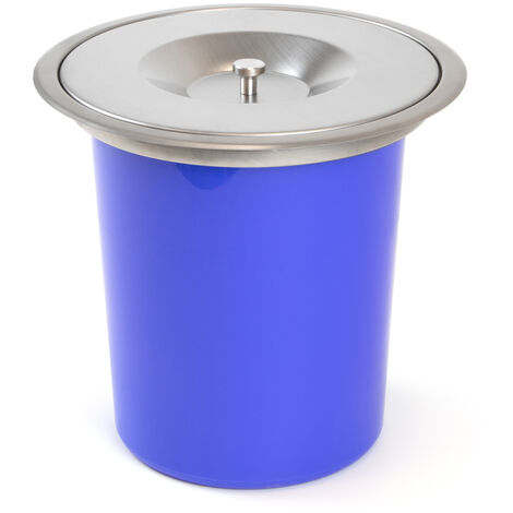 Emuca – Bac à déchets encastrable 5L – Couvercle en acier inoxydable – Installation dans plan de travail – Plastique bleu pour cuisine - BLEU 5 L