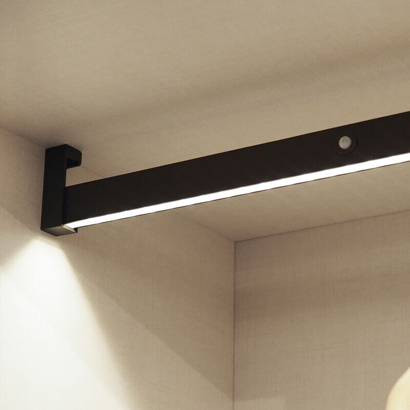 Emuca - barre de penderie pour armoire Castor avec lumière led, batterie amovible et détecteur de mouvement, 1.008, Peint en moka