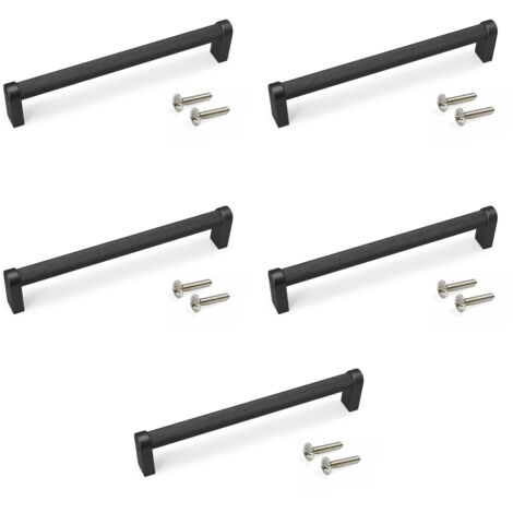 Emuca Bergen Juego de 5 Tiradores para Muebles de Aluminio Negro