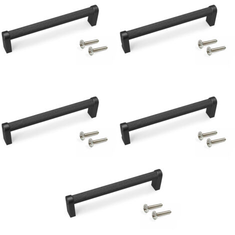 Emuca Bergen Lot de 5 Poignées Aluminium Noir 141 mm