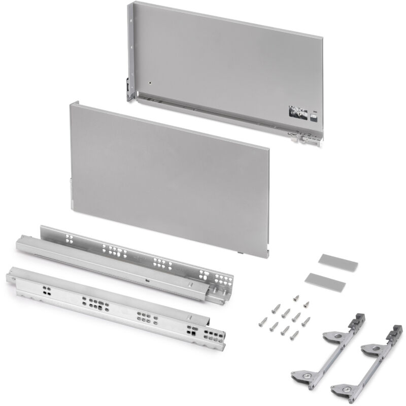 Image of Cassetto esterno Vertex 3D 60 kg altezza 242 mm, profondità 450 mm, Verniciato alluminio, Acciaio - Verniciato alluminio - Emuca