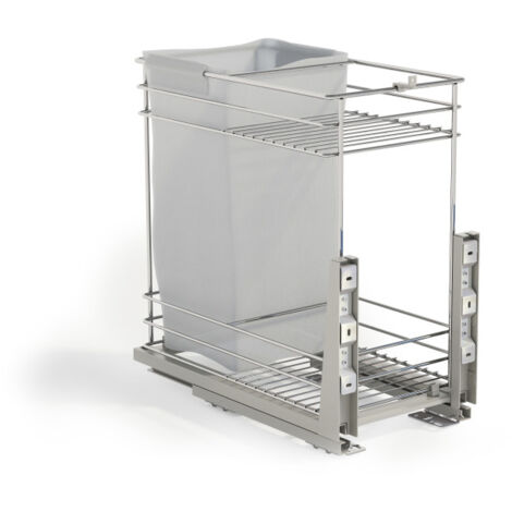 Emuca – Chariot coulissant Supra 8381611 avec paniers et sac à pain – Acier chromé – Dimensions 48,7x24,5x47 cm – Charge max 25 kg