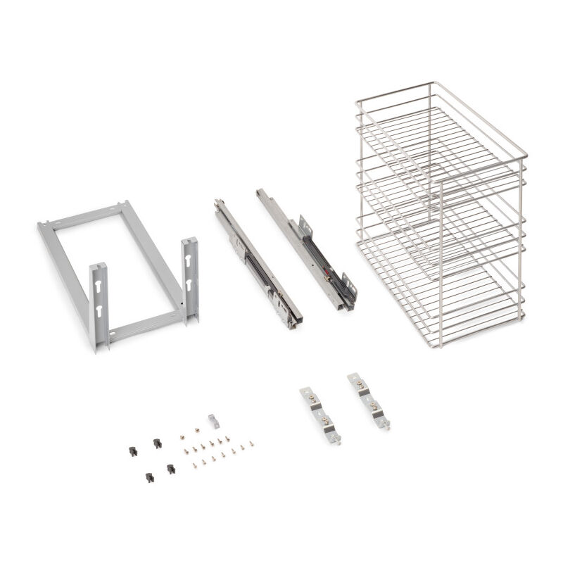 Emuca - 8381411 Chariot coulissant Supra avec fixation inférieure à fermeture amortie, module 300mm, acier, chromé
