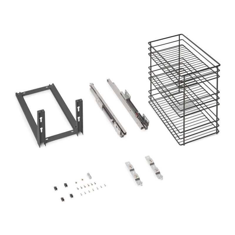 Emuca - 8381435 Chariot coulissant Titane avec fixation inférieure à fermeture amortie, module 300mm, acier, Gris antracite
