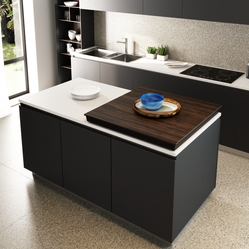 Emuca - 2045869 Rails pour table coulissante d angle, aluminium, acier inoxydable anodisé