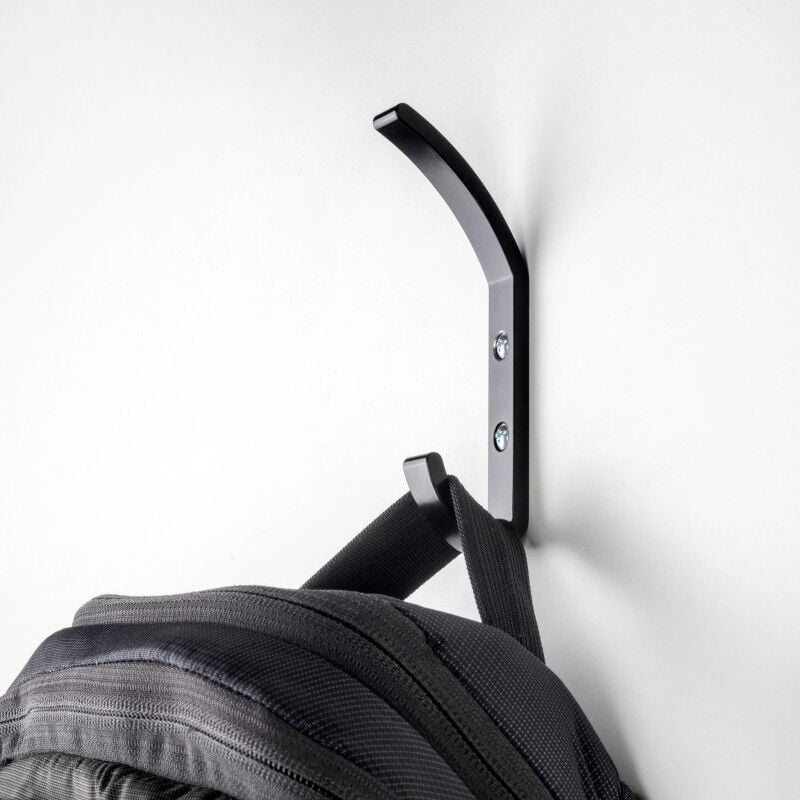 Emuca - 7200114 Lot de 4 crochets muraux Nelson, Aluminium, Peint en noir