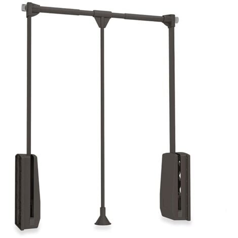 emuca colgador abatible para armario hang, ancho regulable 600-830mm, acero y plástico, pintado moka